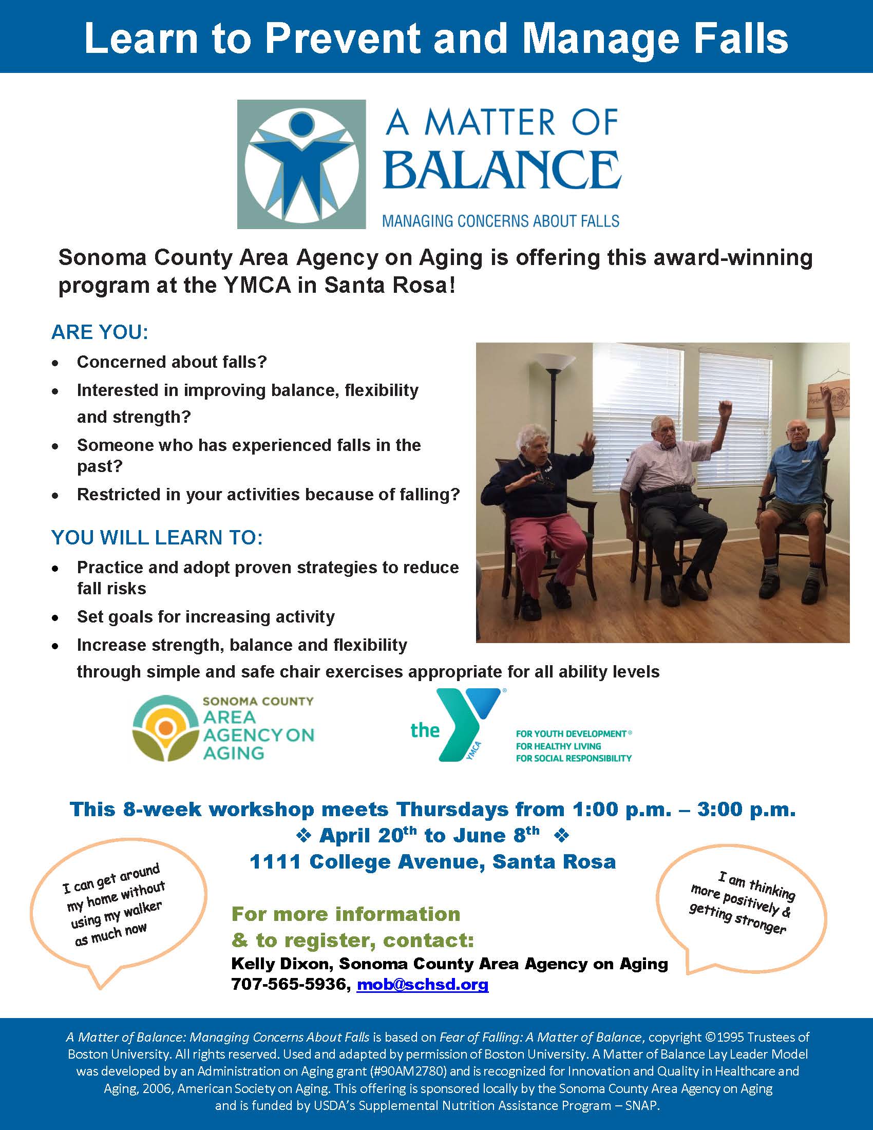 Matter Of Balance Fall Prevention Course For Seniors At The Santa   MOB Flier YMCA 